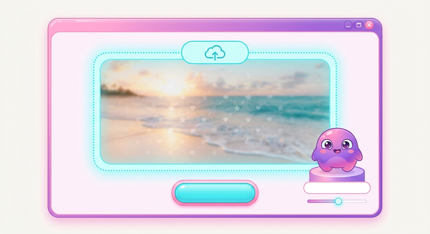 Interface complète de Fillico, aperçu en temps réel du filigrane et mascotte